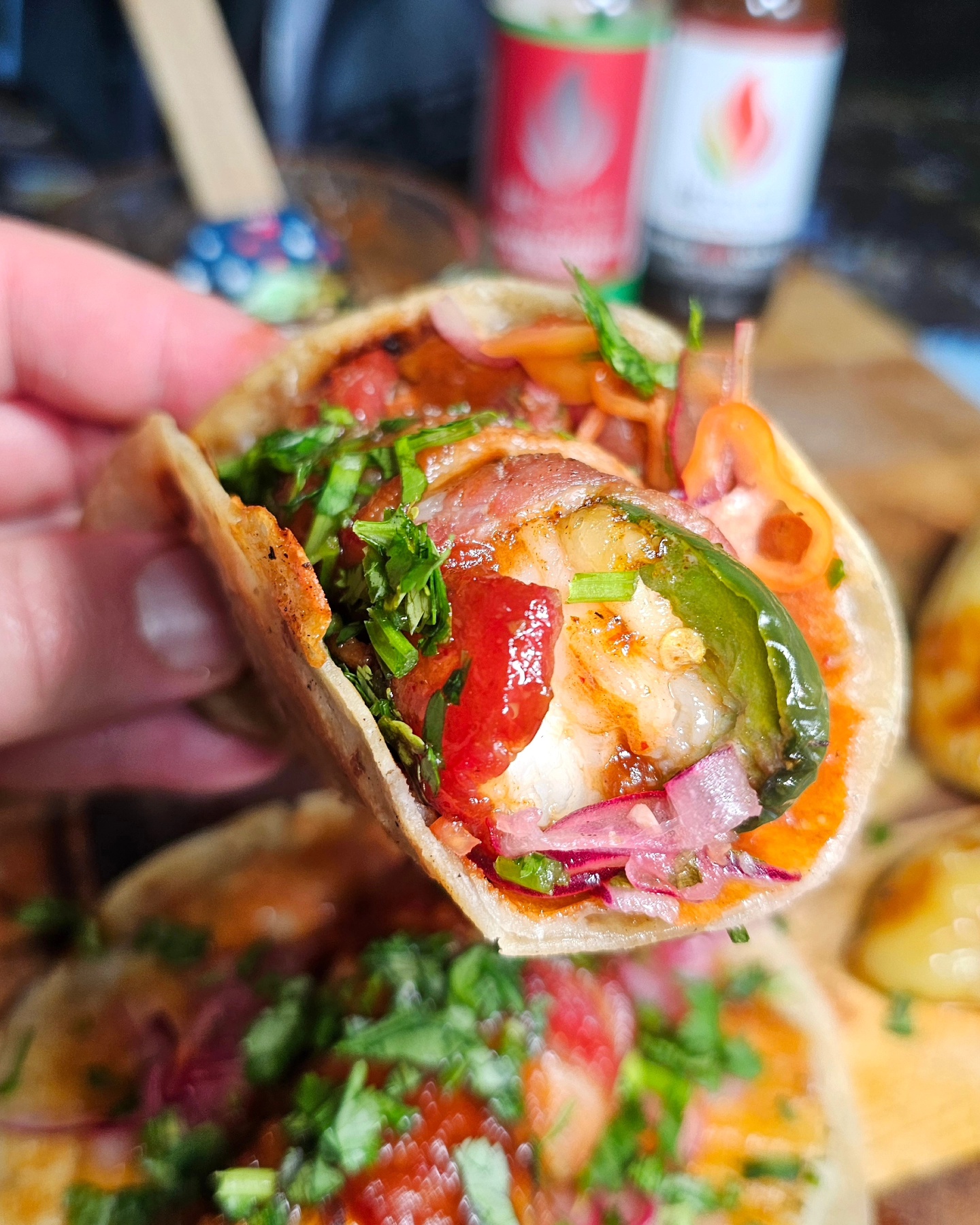 TACO DAY 1657 – BACON WRAPPED SHRIMP & JALAPENO TACOS – TACOSLAYERS.COM